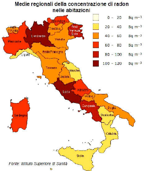 radon in Italia