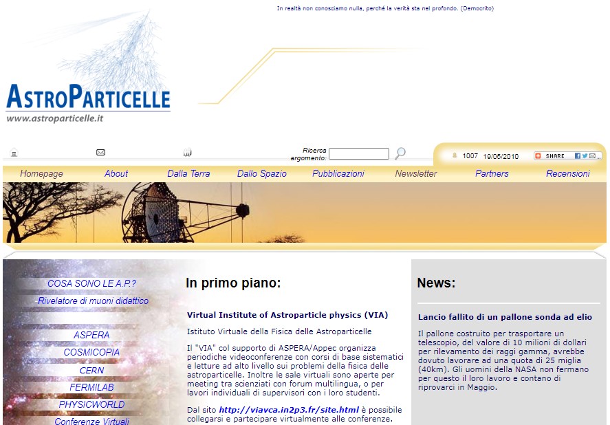 astroparticelle.it compie 10 anni